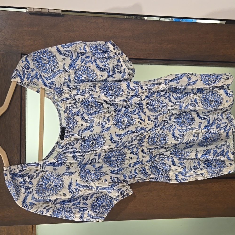 Talbots White & Blue Blouse
